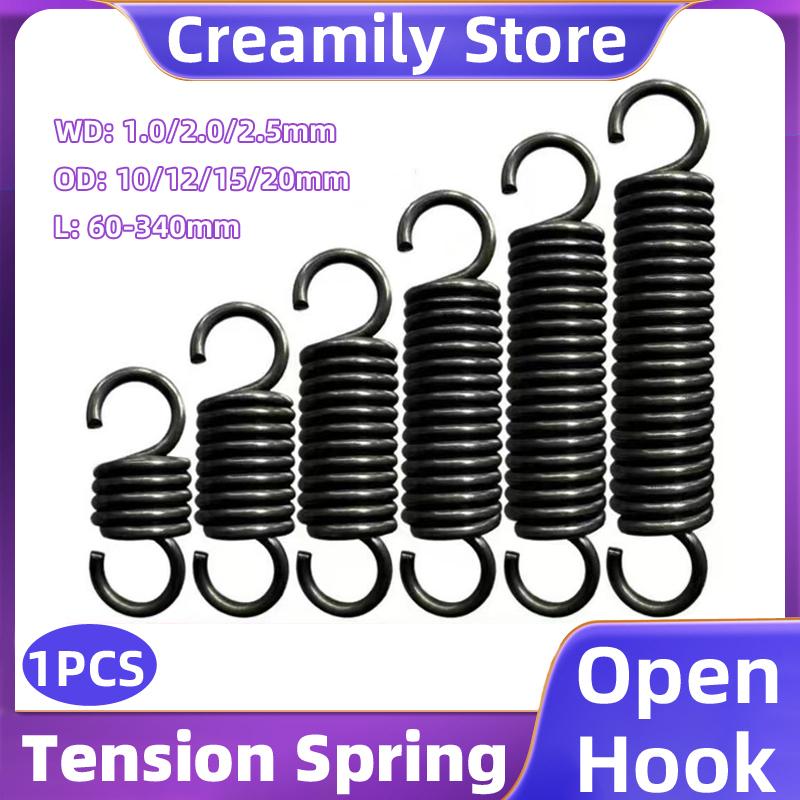 Creamily 1PCS Open Hook Tension Spring Pullback Spring Coil Extension Spring Draught Spring Length 60-340mm 1.0mm