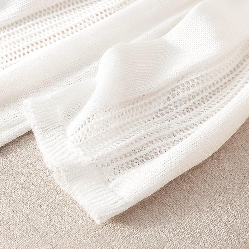 Silbaishun Top Tricotat Larg cu Gât Rotund pentru Femei, cu Ajur