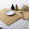 Braided Seagrass Woven Placemats Rectangular Wicker Woven Mat Natural Rattan Placemats  Pot