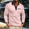 Vår Høst Herreklær Langermet Revers Golf Poloskjorte Menn Business Casual Falsk Lomme Poloskjorte Topper