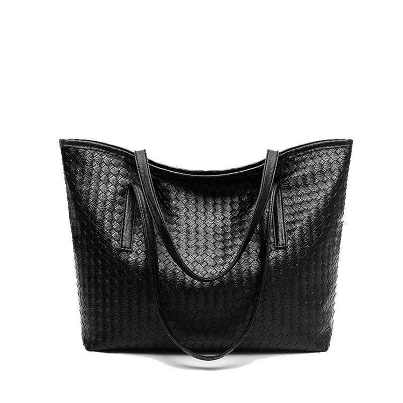 

Shoulder bag women s large-capacity solid color woven simple tote bag tote bag can be printed чёрный