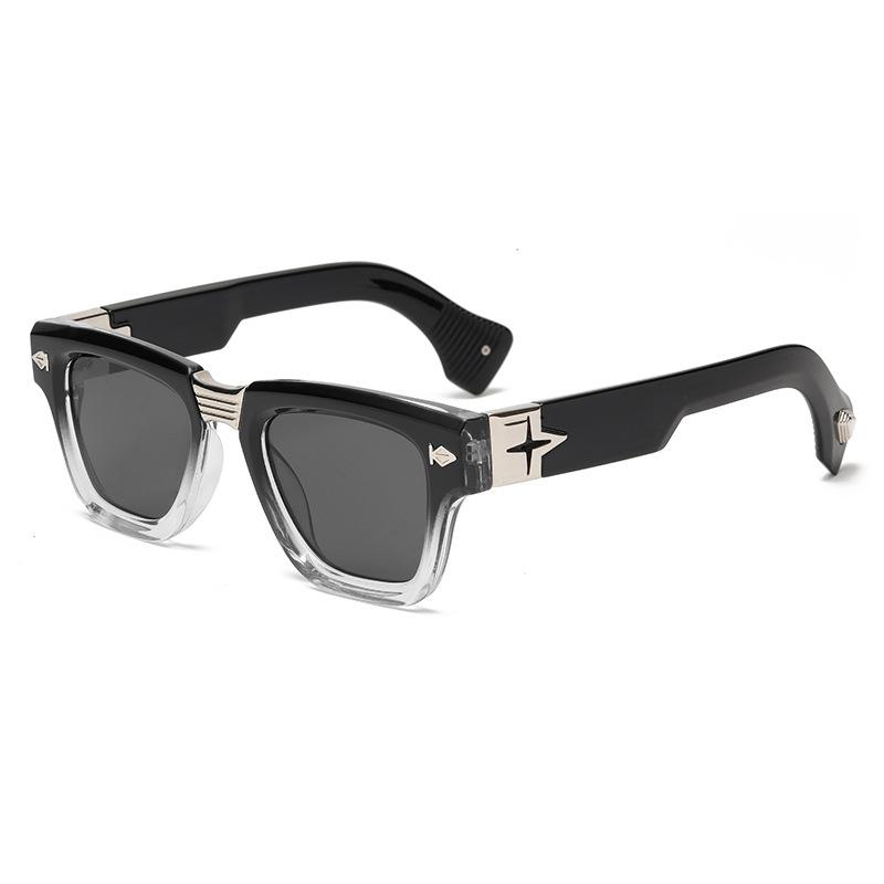 Black frame color-changing glasses, square frame metal star decorative flat mirror, automatic photosensitive color-changing anti-blue light plain fra