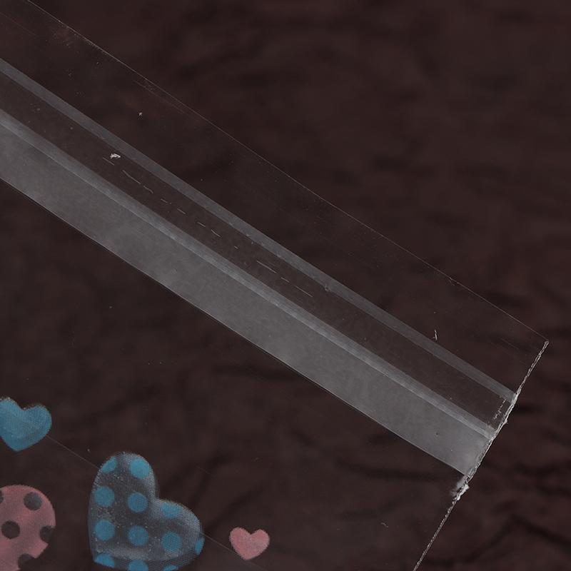 100Pcs Transparent Heart Bags Candy Cookie Self Adhesive Pouch Storage Package