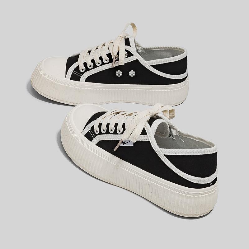 Classic Little White Shoes Women's Shoes Summer New Versatile Student Breathable Half-drag Canvas Shoes One Pedal Cookie Shoes