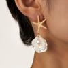 Bohemian Personalized Creative Starfish Faux Seashell Dangle Earrings, Women's Beach Holiday Party Accessory Gifts