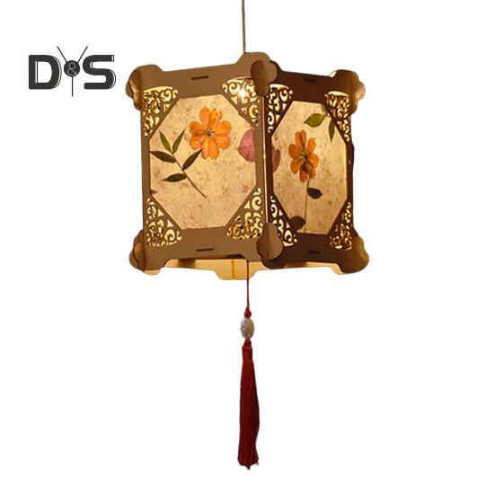 Sada DIY Lucerny Květinová Papírová Lucerna Dřevěná Ručně vyráběná DIY Řemeslná přenosná Svítící novoroční lucerna pro festival poloviny podzimu