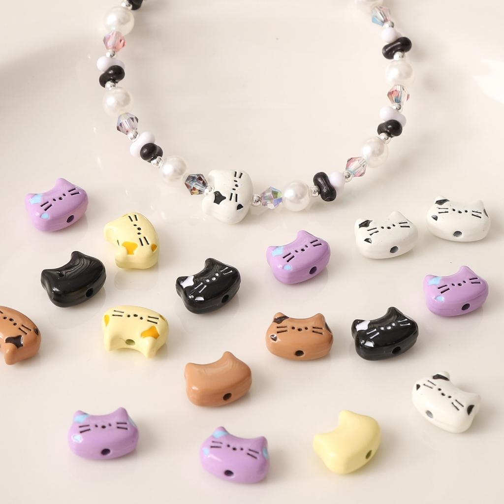 [12X9mm] 1pc Alloy Cat Beads Color Cute Kitten Beads Accessories DIY Jewelry Accessories