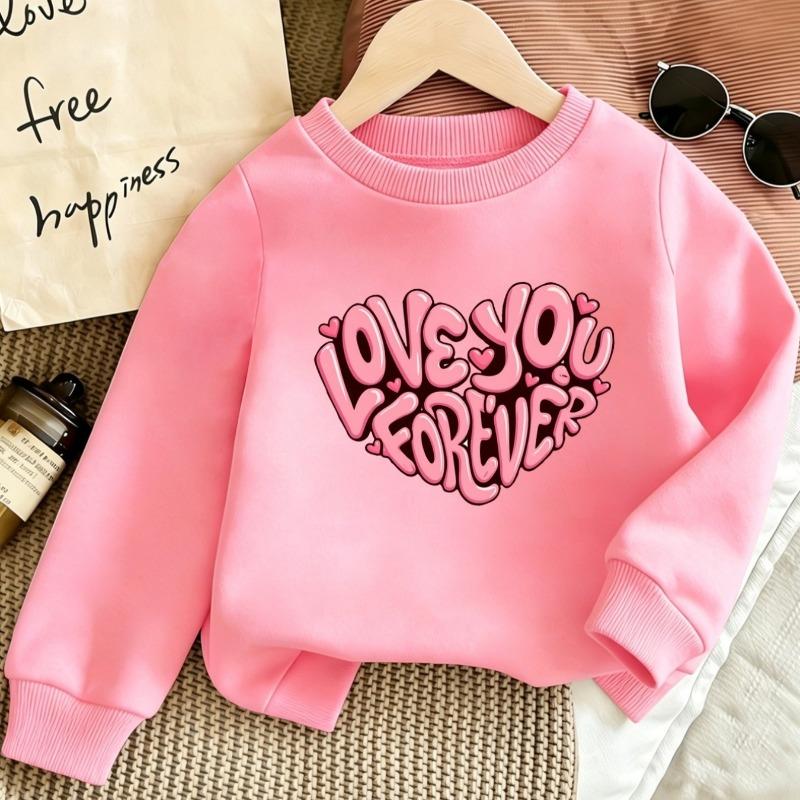 Kids Crewneck Long Sleeve Sweatshirt,Creative Slogan Letters Arranged Into Heart Shape Graphic Print