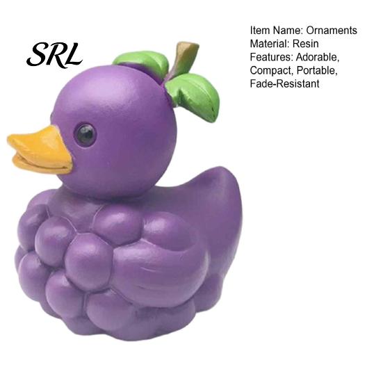 Miniature Bedside Decorations Adorable Fruit Duck Figurine, Resin Apple Strawberry Peach Banana Sculpture, Mini Cute Desktop Ornaments Desk Decor for