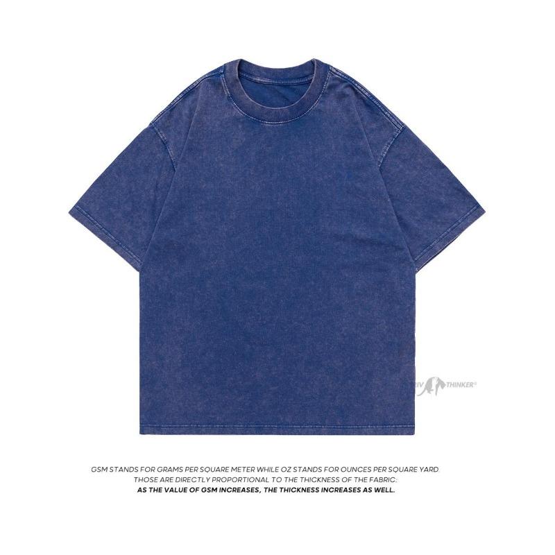 Heavy Fabric Vintage Men Oversized Tees 2026 Summer Short Sleeve Casual O Neck Man Tshirt Acid Washed T-shirts Tops