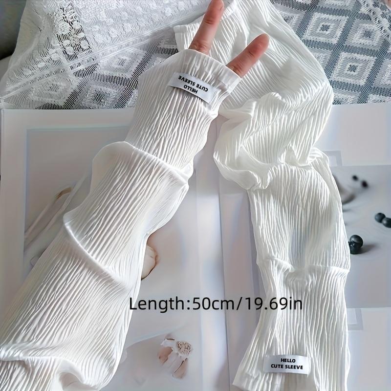 1 Pair of Women's Wrinkle-resistant Ice Silky Fiber Fabric Arm Sleeves, Made of Polyester Fiber, Lightweight and Loose-fitting