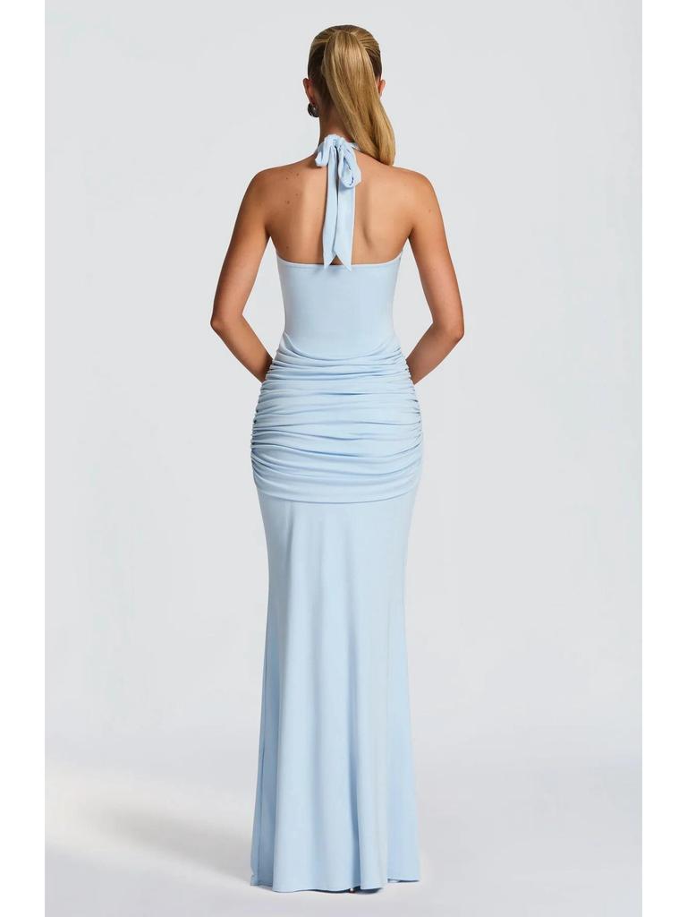 Women's 2025 European & American Style Halter Spliced Strappy Long Slim Fit Dress
