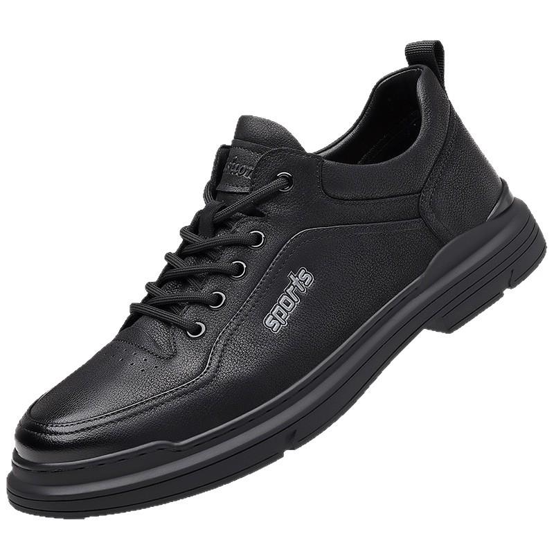 Men's Shoes Spring and Autumn Korean Version Low-top Men's Leather Shoes Genuine Leather Student Board Shoes Versatile Shoes