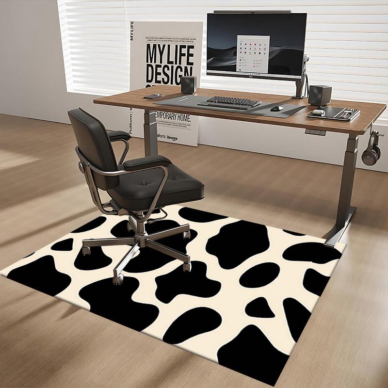 1pc Cow Print Chair Mat: Anime Cartoon Design, Non-Slip Office Rug for Home Decor, Seasonal Gift, Suitable for Office and Living Room.A032