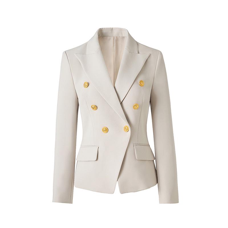 Professional Women's Double-Breasted Waist-Cinched Slimming Short Suit Jacket for Spring/Autumn 2025