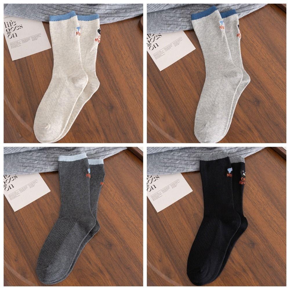 Breathable Couples Sock Cartoon Cat Sports Socks Comfortable Mid Tube Socks  for Men Women