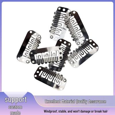 U-Shaped Stainless Steel Wig Clip: Six-Tooth Black BB Spray Paint Water Drop Shape Hair Extension Clip.