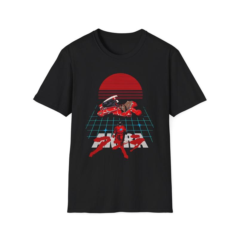 AKIRA Anime Movie | Red Mecha Racing Unisex T-Shirt| Vaporwave Sunset Grid S