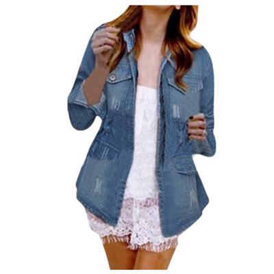 Chaqueta Vaquera Coreana Corta Para Mujer Chaqueta Exterior de Manga Larga Para Mujer Jeans Cadena Abrigo Vaquero Femme Talla Grande