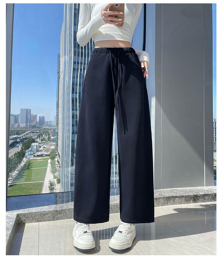 Women's 2025 Loose High-Waist Wide-Leg Velvet Sweatpants