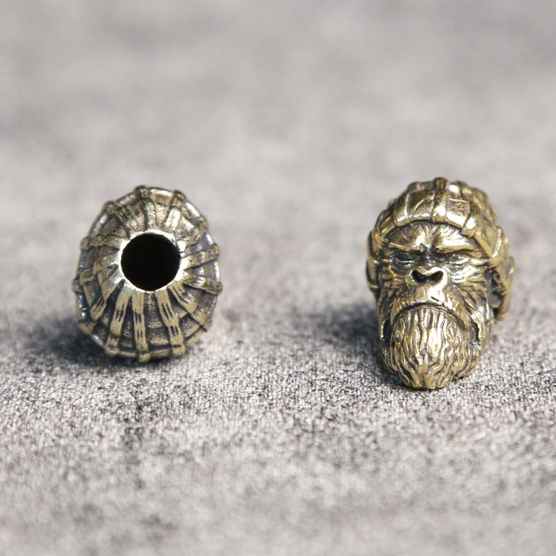 Woolen Hat Gorilla Head Sculpture White Brass Knife Beads Orangutan EDC DIY Woven Paracord Lanyard Charms Pendants Accessories
