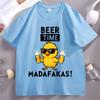 Beer Time Madafakas Tshirts Fun Chick Mascot Holding Two Beers TShirts Party Decor Tshirt Unisex Women Summer Drink Tees Clothes
