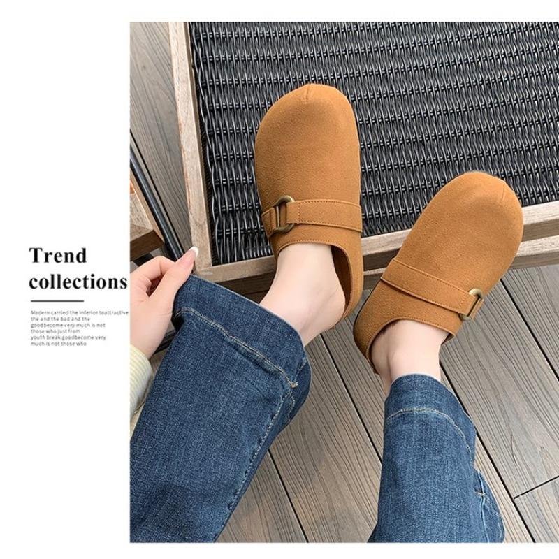 Fashion Hot Sales 2025New Women's Shoes Women's Toe Slippers Suede Leather Clogs Women's Sandals Retro Fashion Garden Clog Slide