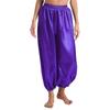 Damen Bauchtanzhose Lockerer Schnitt Elastischer Bund Satin Pumphose Bühnenauftritt Hose