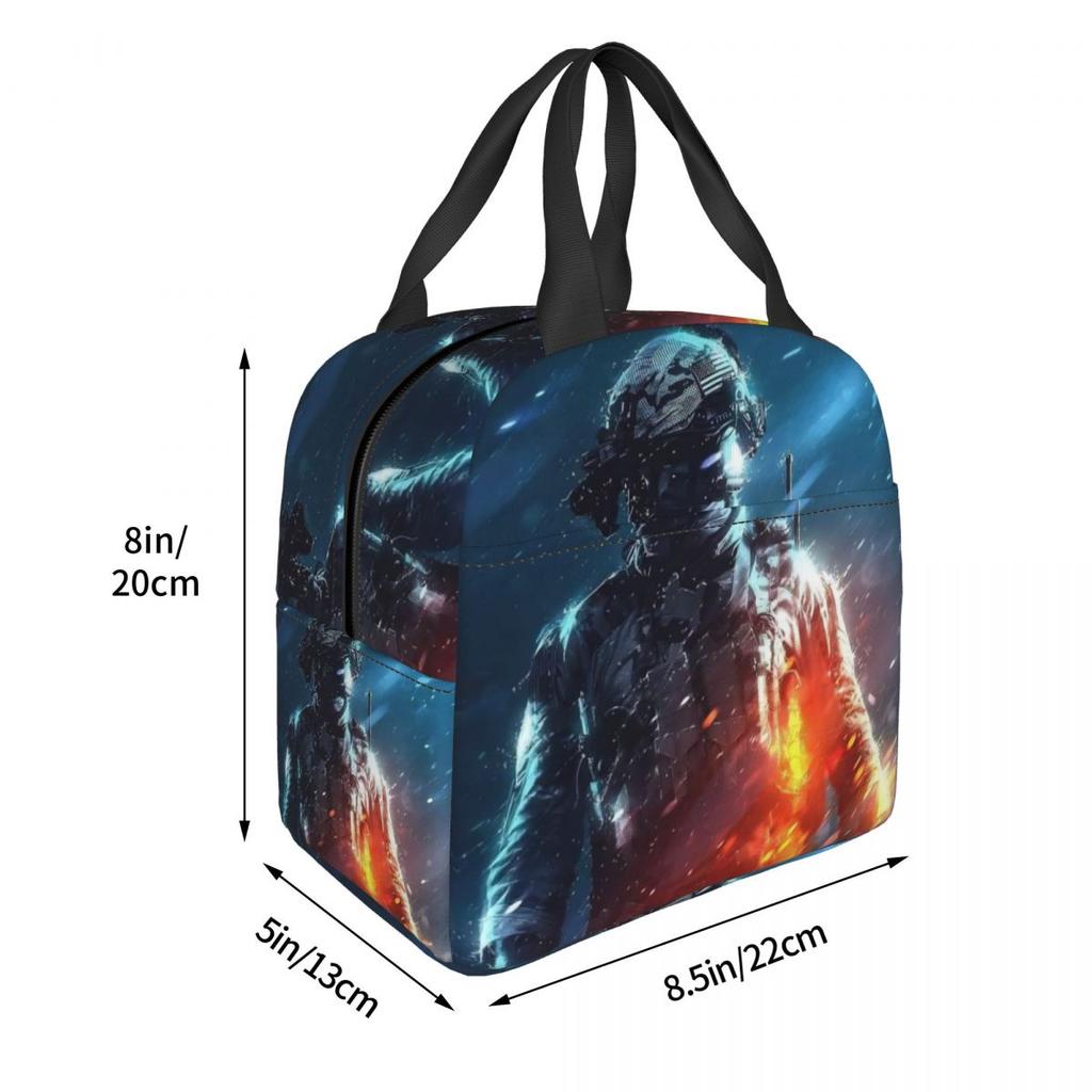 Battlefield 6 Funny Games Merch Insulated Lunch Bag For School Food Storage Bag Portable Thermal Cooler Lunch Box