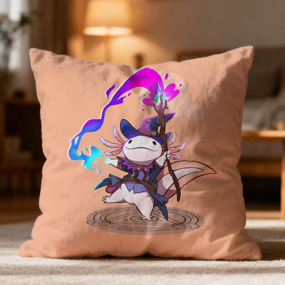Hot A-AAxolotl Cushion Cover Soft Washable Pillow Case Multi-Scene for Couch Bed Travel Office Use