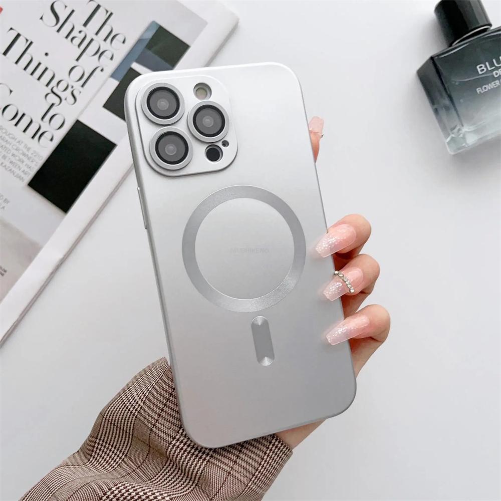 For Magsafe Magnetic Wireless Charge Case For iPhone 17 16 15 14 13 12 11 Pro Max Plus 16e Silicone Glass Lens Protection Cover
