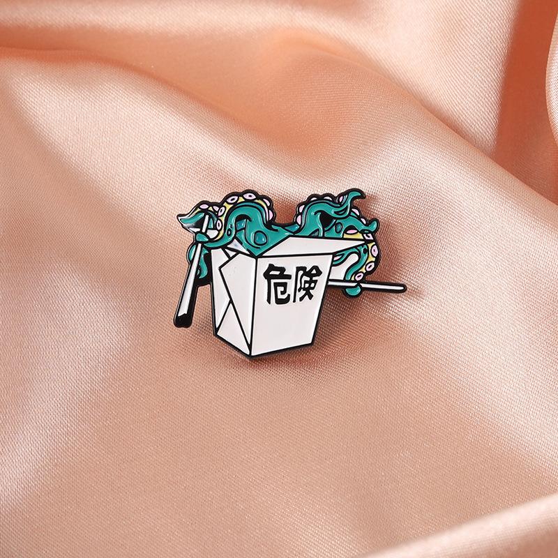Ring Blue Eyecatching Octopus Brooch Metal Enamel Badge Perfect For Wear Casual