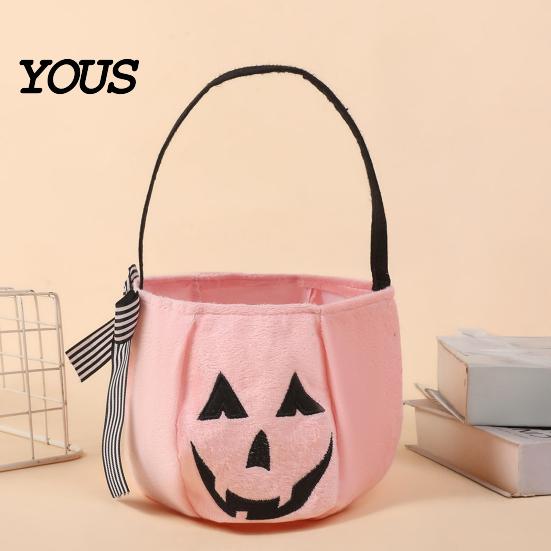 Large Capacity Treat Sack Halloween Pumpkin Candy Bag for Kids, Trick or Tote Spacious Bucket with Handle, Reusable Snack Party Favors Holiday Ritual