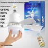 LED E27 Remote-Controlled Fan Light with Three-Color Dimming for Home and Bedroom