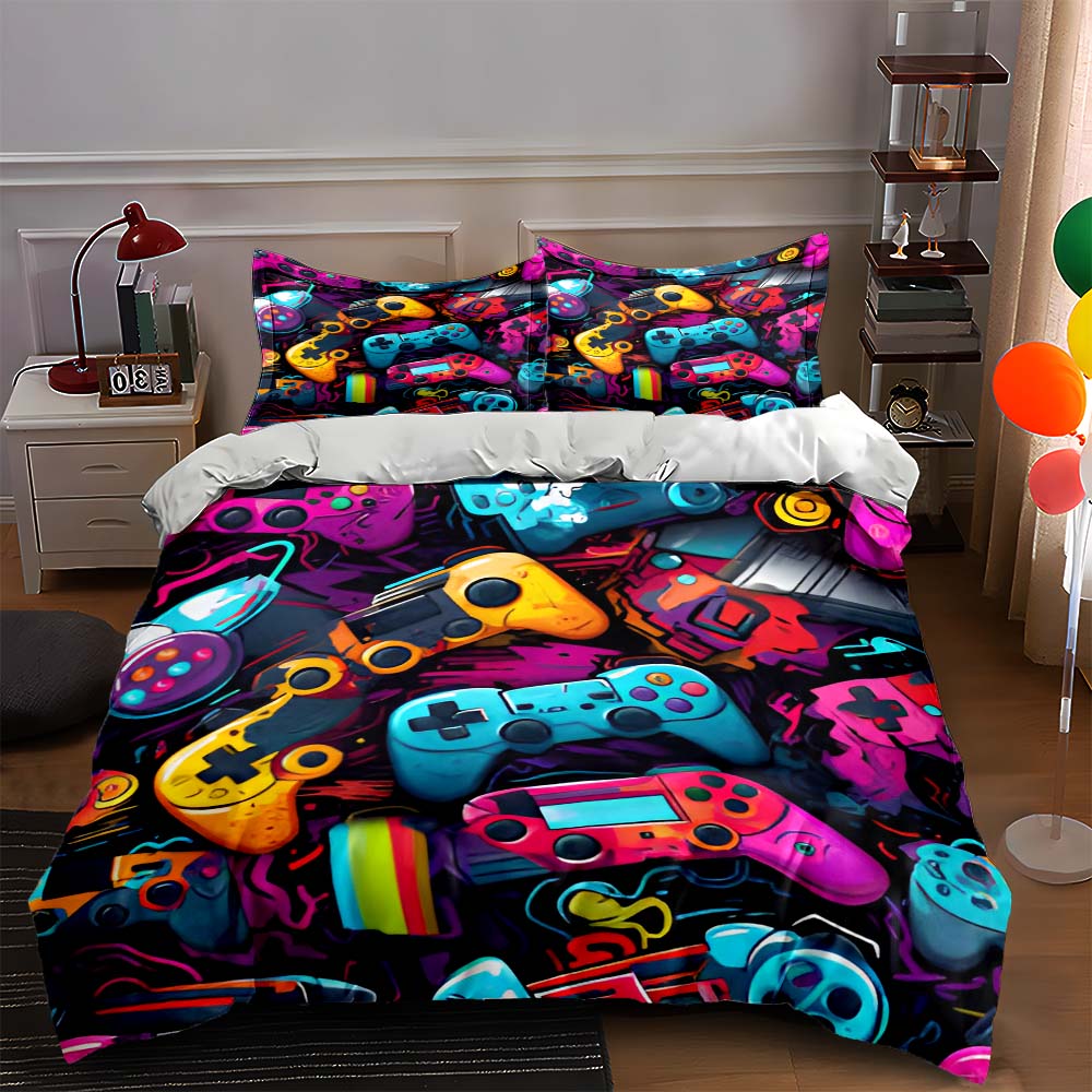 

Colorful gaming controllers Bedding Duvet cover sets Duvet covers Pillowcases gifts (1 * Duvet Cover 2 * Pillowcases, without duvet insert) 135x200cm