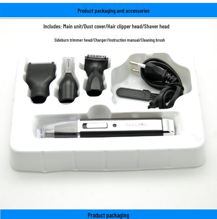 Barbeador Elétrico Multifuncional Masculino 7003: Aparador de Nariz e Cabelo 4 em 1 Recarregável por USB, Cortador, Aparador de Sobrancelhas.