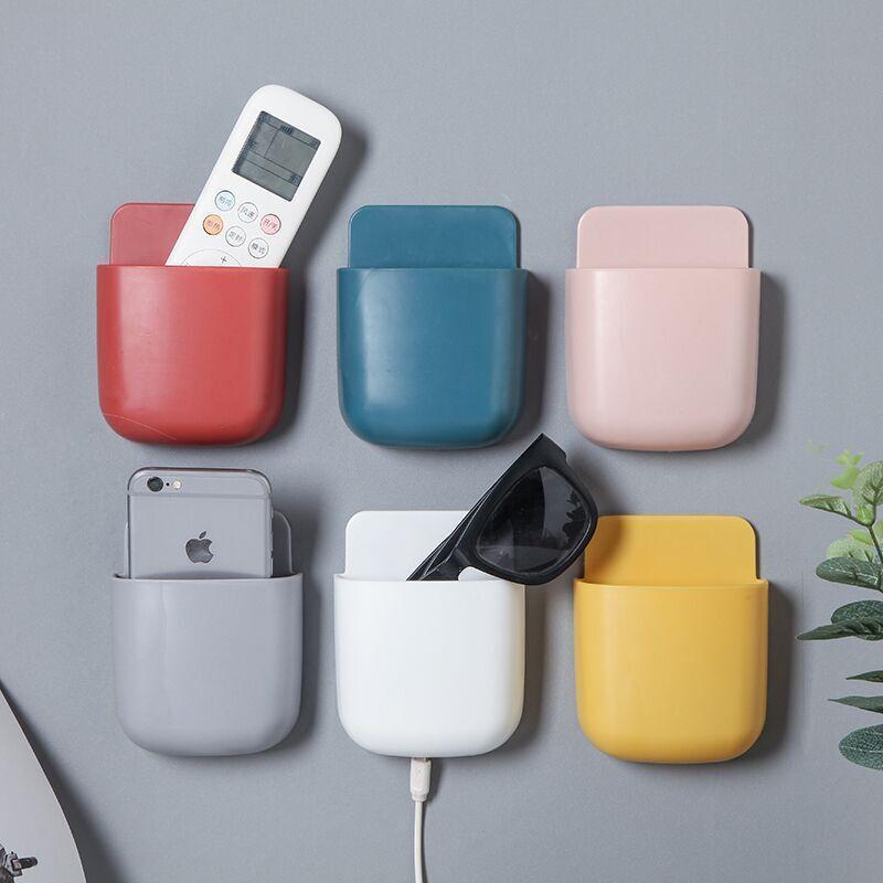 Wall-mounted Smart Tv Remote Control Holder Pp Material Stick-on Multi-functional Storage Box