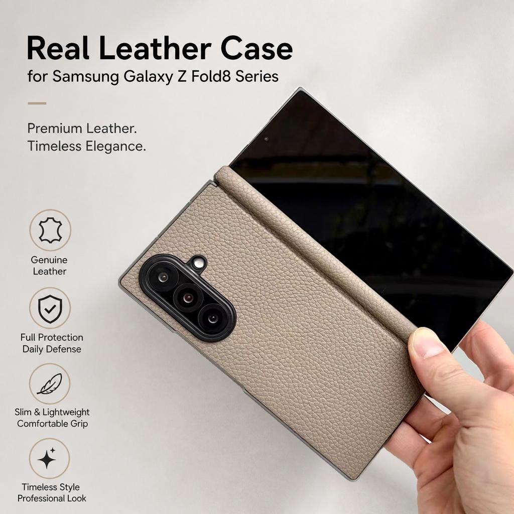 For Samsung Galaxy Z Fold8 Fold 8 Wide Genuine Cowhide Leather Case with Magsafe Magnetic Hinge Phone Back Cover for Fold8 Ultra