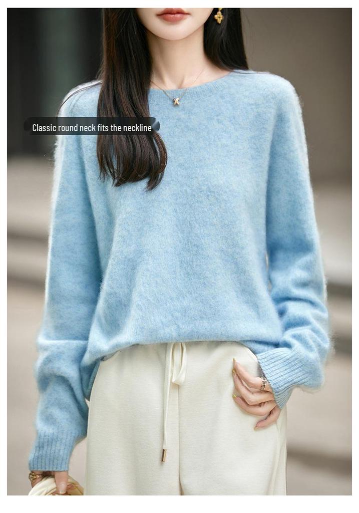 2026 Autumn/Winter Women's Cashmere Wool Long Sleeve Round Neck Knitwear Sweater