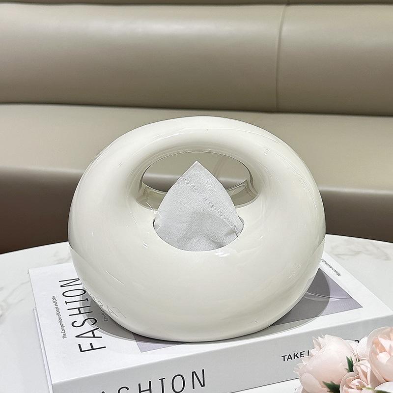 

Modern Ceramic Tissue Box Holder Red Oval Napkin Storage Case Decorative Elegant High-End Living Room Table Ornament