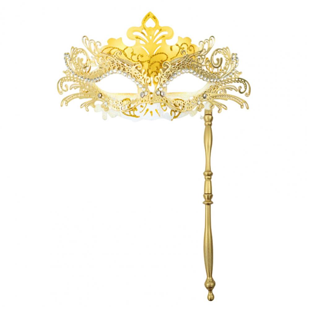 Fancy Dress Party Eyewear Mask Metal Handheld Stick Half Face Venetian Masque Rhinestones Women Mask Prom Ball Masquerade