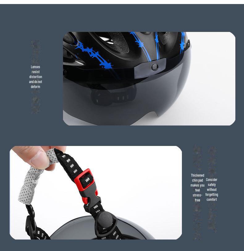 Cască de ciclism reglabilă cu ochelari de protecție și lumină spate pentru biciclete de șosea