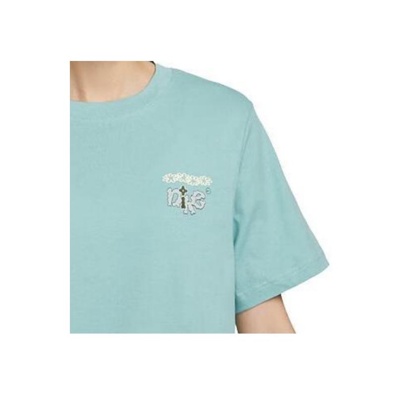 New Nike Sportswear Women's Embroidered Swoosh T-shirt Blue FD2550-309