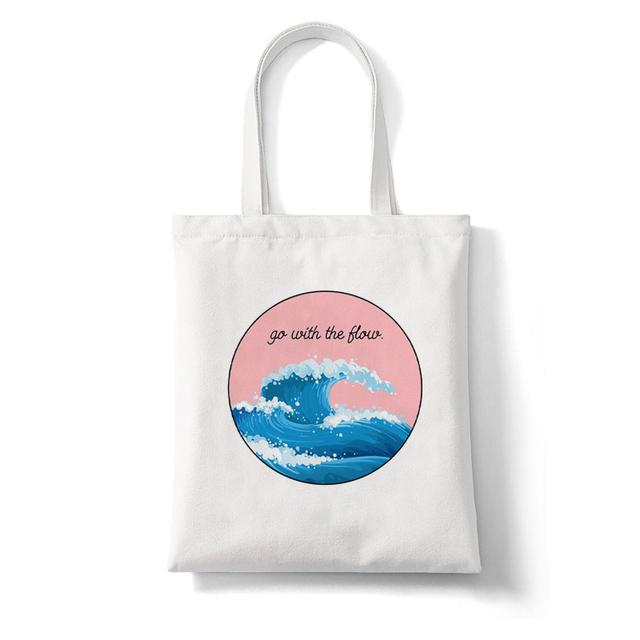 Women Shopper The Great Wave Kanagawa Printed Tote Bag High Capacity Harajuku Handbag Girl Shoulder Shopping Bag Lady Canvas Bag