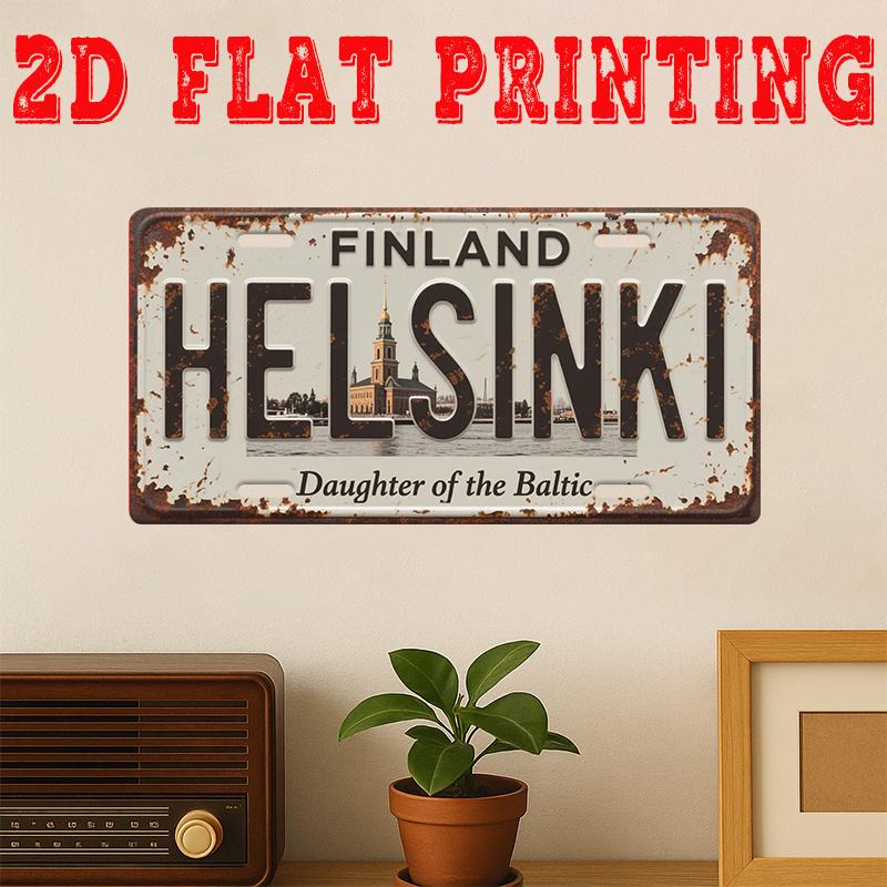 

Helsinki Finland Daughter of the Baltic D Flat Printing License Plate Style Metal Tin Sign Nordic Capital City Themed Decorati 15x30cm(5.9x7.8inch)