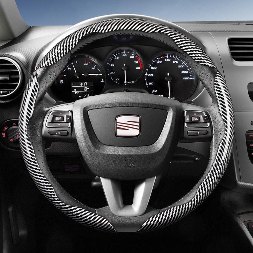 Suitable for Seat Carbon Fiber Texture Steering Wheel Cover with Segmented Quick-Release Design, Durable, for Models Such As Ibiza, Arona, Leon,