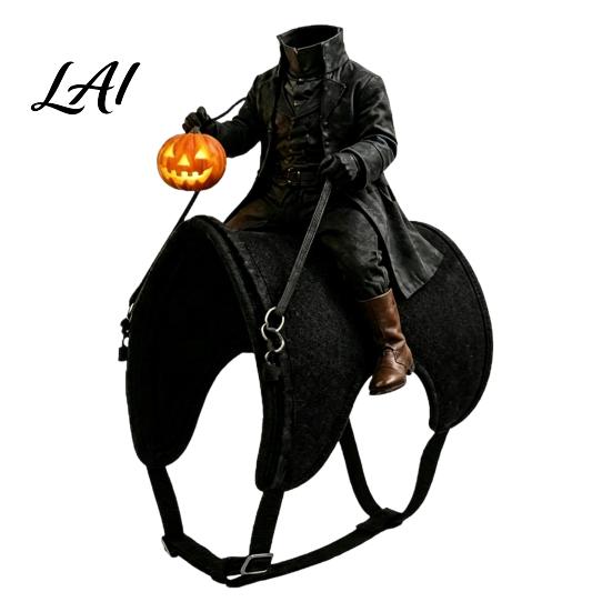 Kopfloser Reiter Haustierkostüm Katzenkostüm Halloween 3D Lustiger Reiter mit Kürbis Feiertag für Hunde Laterne Verstellbares Geschirr Kleine Katzen Cosplay