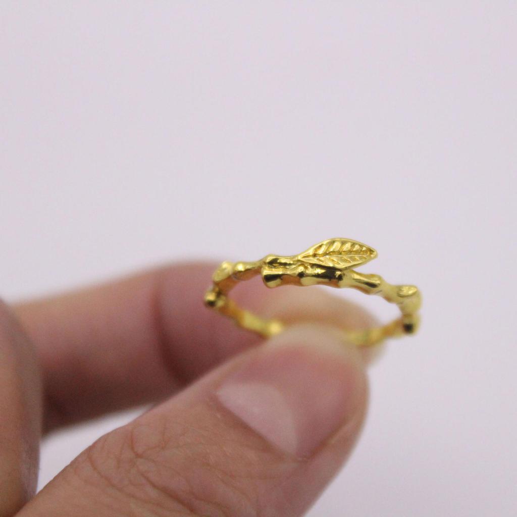 18K Gold Leaf-Shaped Ring: Creative European and American Women's Fashion Jewelry