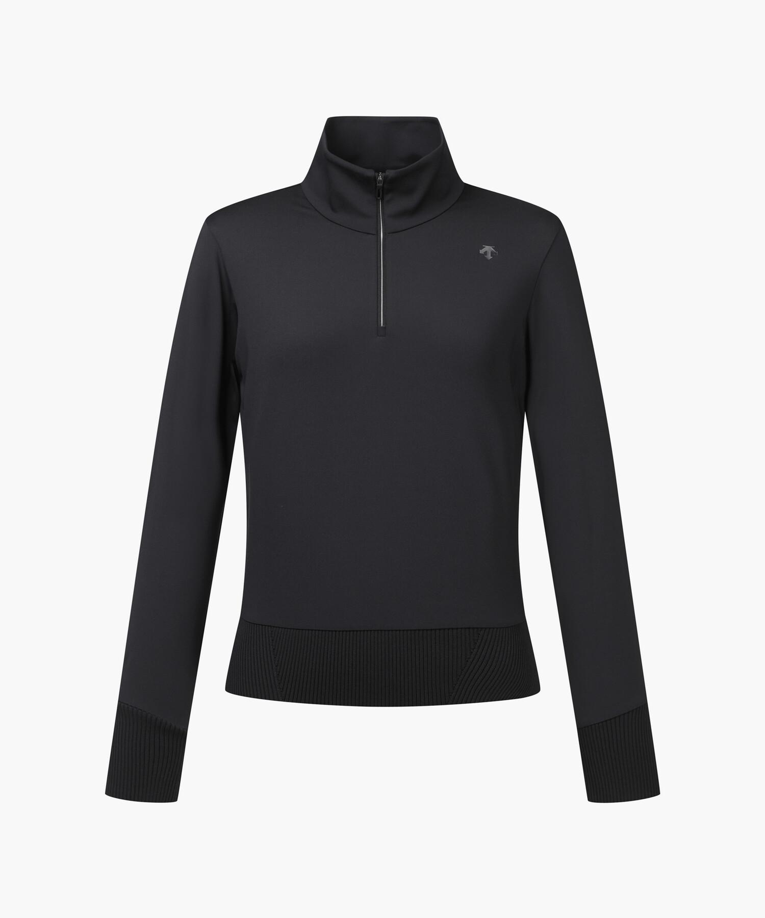 Descente Golf Women S High-Neck Half-Zip Layered T-Shirt (Dp12Wftl24) Blkg/080