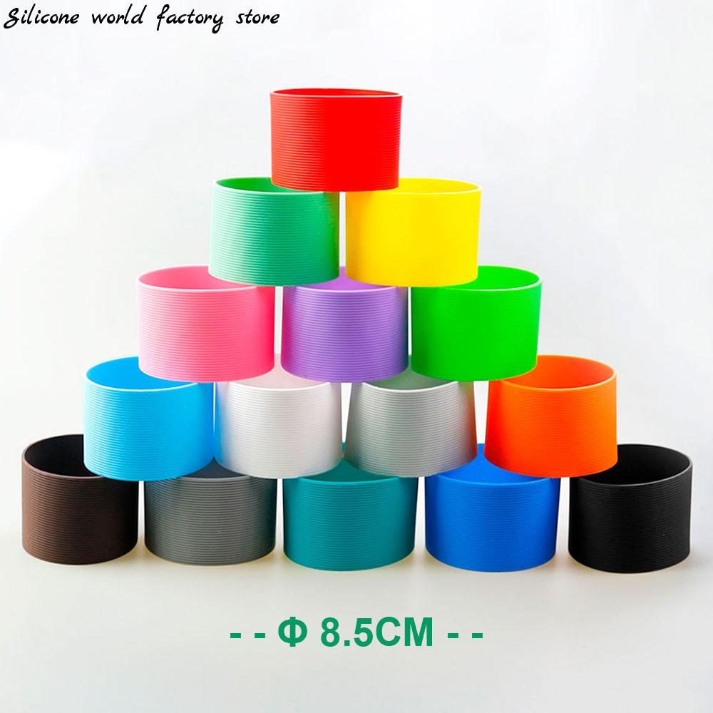 16 Colors 8.5CM Silicone Cup Cover Stripes Non-slip Heat For Glass Cup Sleeve 85MM Insulated Water Bottle Cup Sleeve